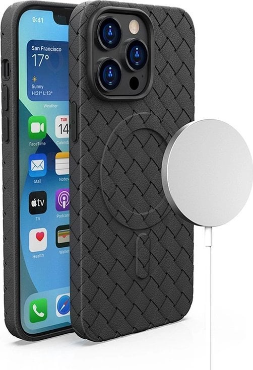 Hurtel Plecione etui MagSafe Woven Case do iPhone 15 Pro - czarne