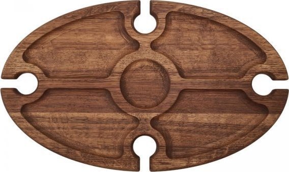 Owalny stoliczek do wina nr2 - ciemny dąb - mechaniczne blokady - grawer