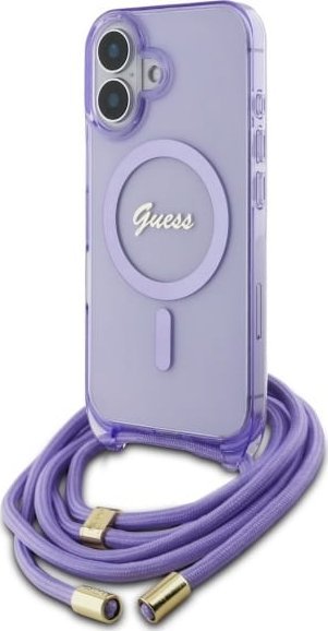 Guess Guess GUHMP16SHCTSGNSU iPhone 16 6.1" fioletowy/purple hardcase Crossbody Cord Script MagSafe