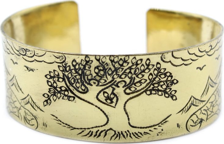 Lovrin Mosiężna Tybetańska Bransoletka - Drzewo Życia