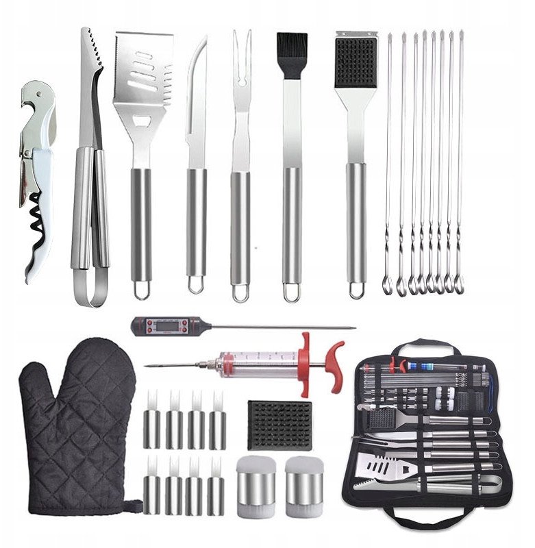 ZESTAW DO GRILLA Stal PRZYBORY XXL 30x AKCESORIA