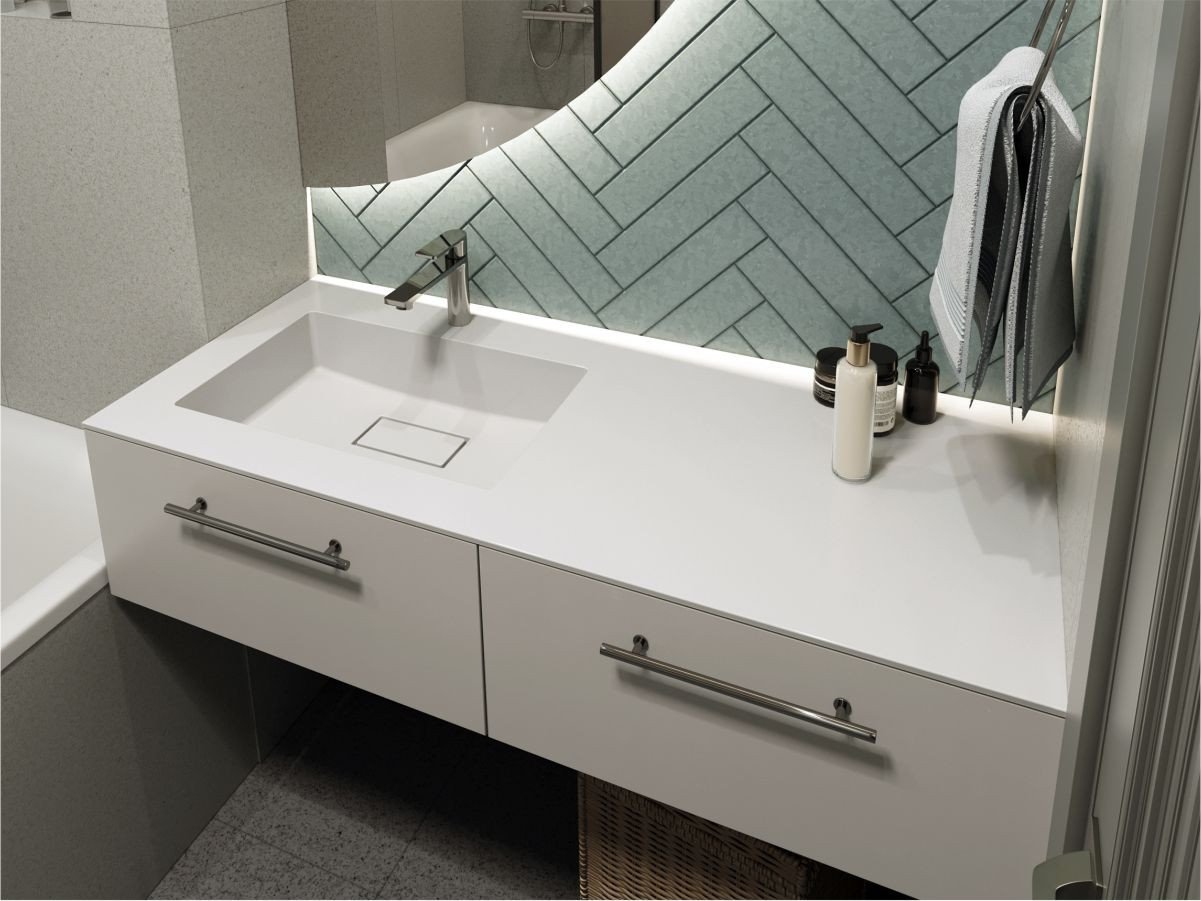 Umywalka nablatowa MIRAGGIO ERICA L 120*50*16 Połysk Biała 8813567