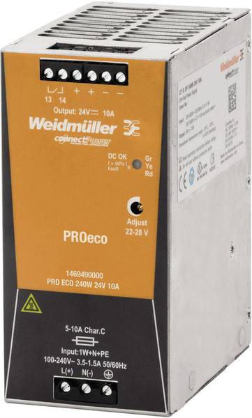 Weidmuller Zasilacz impulsowy 100-240V AC/ 24V DC 10A 240W PRO ECO 240W 24V 10A