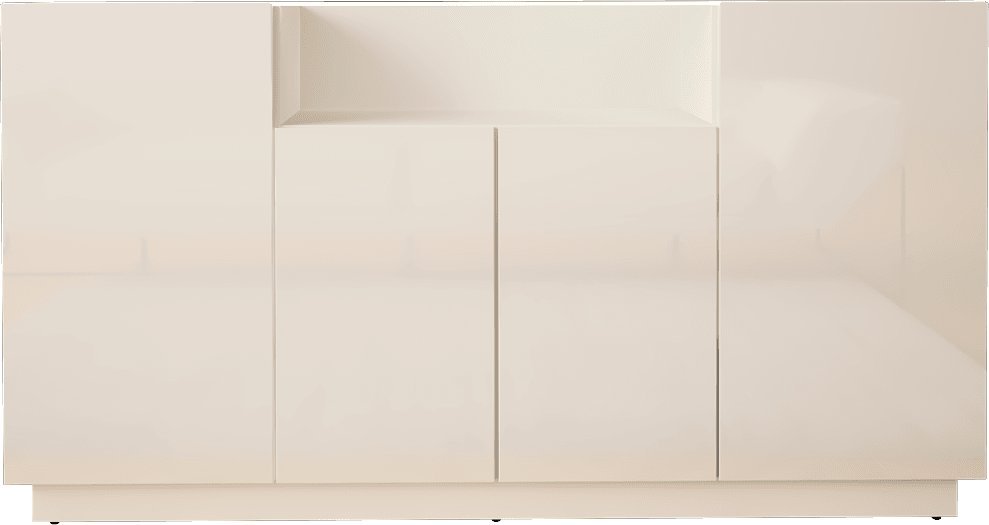 MEGSTYL KOMODA 160CM Z SZKLANYM BLATEM ALTA-2 Biały mat - Biały połysk