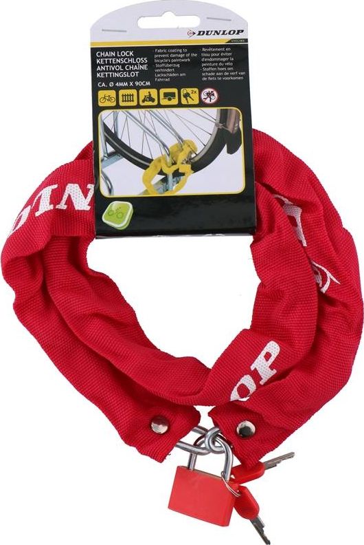 Dunlop Dunlop - Antykradzieżowe zapięcie rowerowe 90 cm (Czerwony)