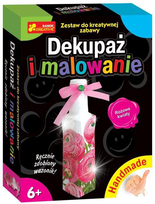 Ranok Handmade - Dekupaż i malowanie. Różowe kwiaty - 205077