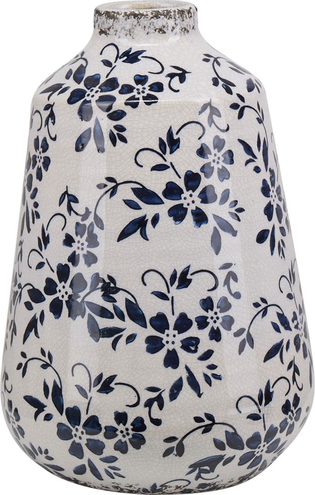 Shumee Wazon na kwiaty 25 cm biały z niebieskim MARONEIA