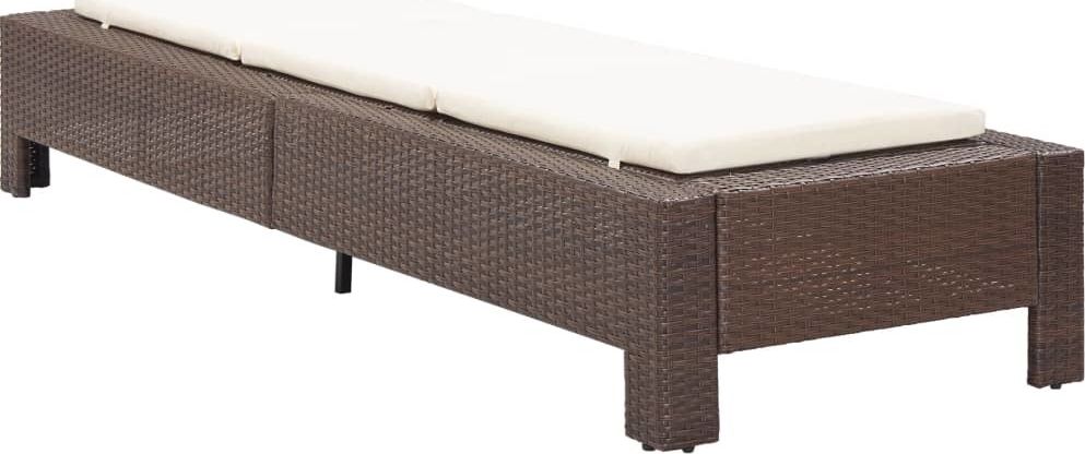 vidaXL leżak z poduszką, brązowy, polirattanowy (46235)
