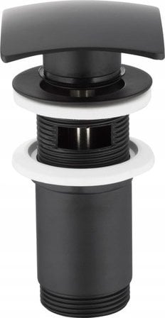 KFA SPUST UMYWALKOWY TYPU KLIK-KLAK, DUŻY KWADRATOWY Z PRZELEWEM, CZARNY