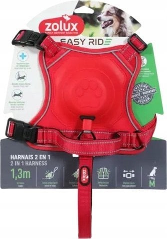 Zolux Szelki ze smyczą automatyczną Easyride M czerwone