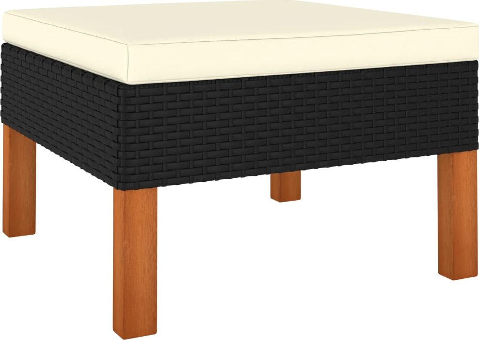 vidaXL Podnóżek, polirattan i lite drewno eukaliptusowe