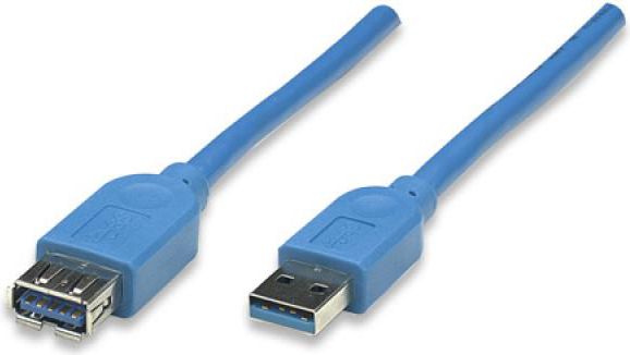 Kabel USB Manhattan USB-A - USB-A 2 m Niebieski (322379)