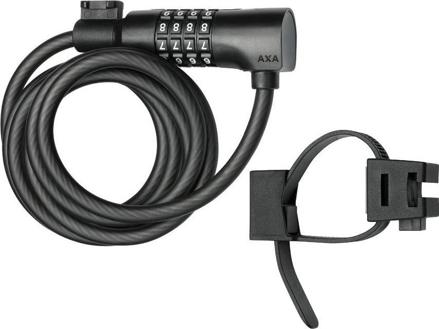 Axa Zapięcie rowerowe AXA Resolute C8-180, 8 mm x 180 cm w kolorze czarnym z mocowaniem do ramy roweru, zamek szyfrowy