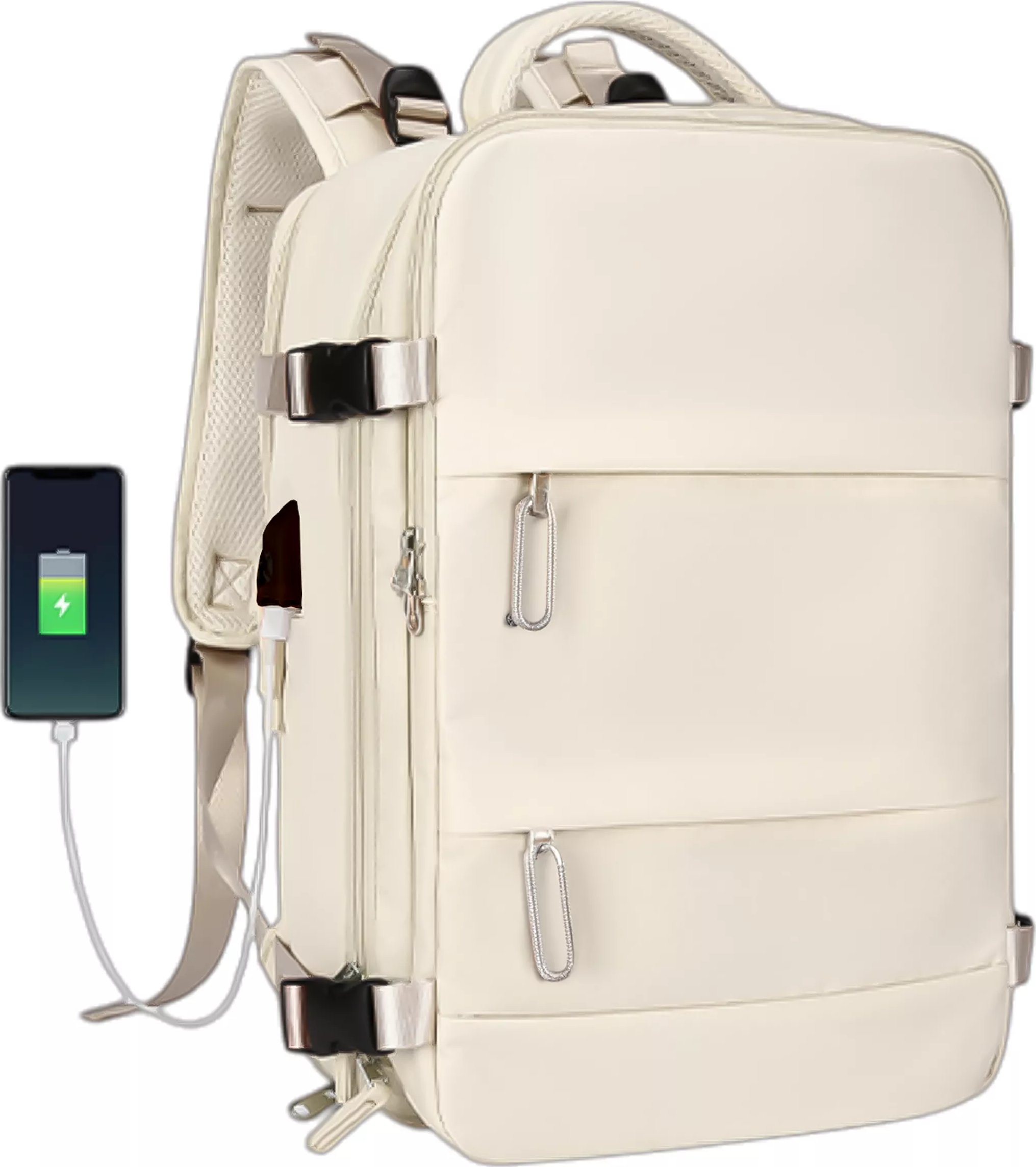 Plecak Alogy Plecak na laptopa damski podróżny na walizkę bagaż do samolotu pracy szkoły 45x30x20cm Alogy Beżowy