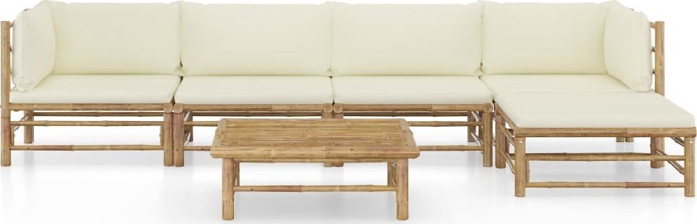 vidaXL 6-cz. zestaw do ogrodu śmietankowe poduszki bambus VidaXL
