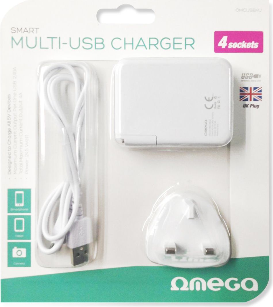 Ładowarka Omega 4x USB-A 2.4 A (OMCUSB4U)