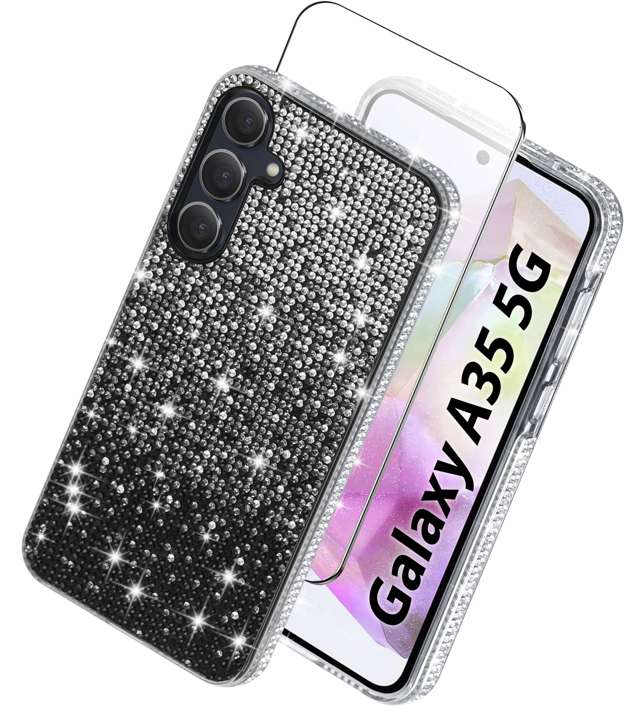 Etui do Samsung A35 5G silikonowe BROKAT DIAMOND Szkło ochronne na ekran 9H