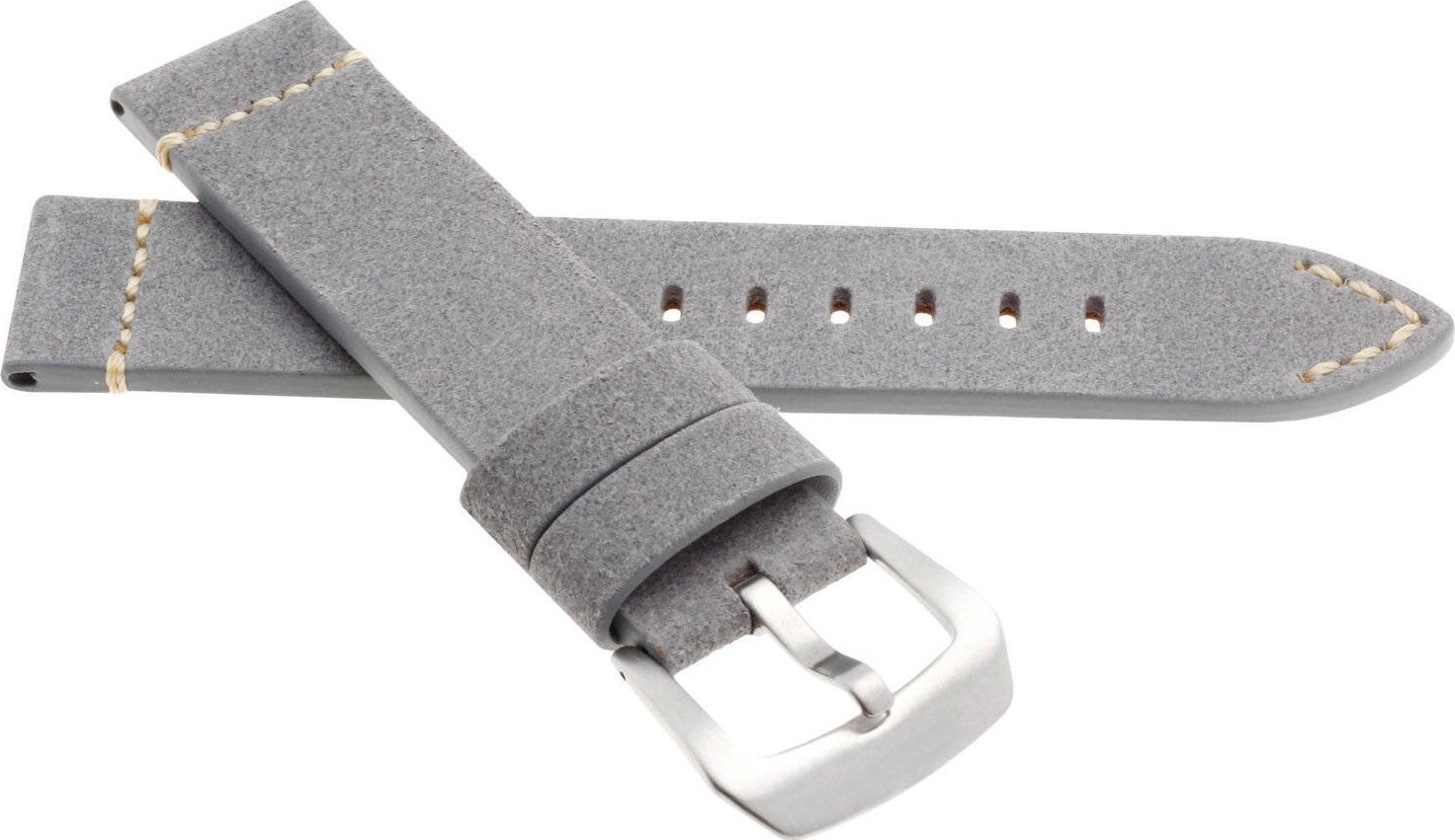 JVD Skórzany pasek do zegarka 22 mm JVD R41014-22 szary