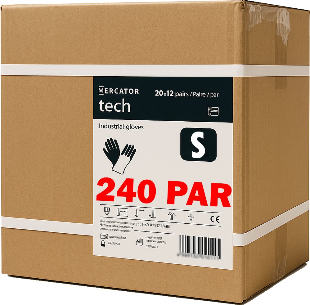 Rękawice Robocze MERCATOR Tech Black+Black PU - 240 Par (7 - S)