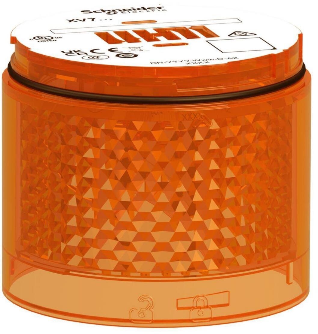 Moduł świetlny, kolumna świetlna, pomarańczowy, Ø70mm, migający, kolorowa soczewka, Harmony XVB7, XVB7C55