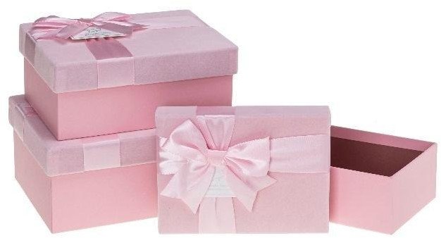 Pudełko prezentowe z kokardą 3szt różowy ROZETTE
