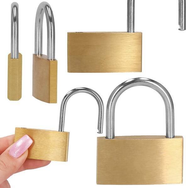 Springos Kłódka na kluczyk zatrzaskowa do bagażu, sejfu, garażu metalowa złota UNIWERSALNY