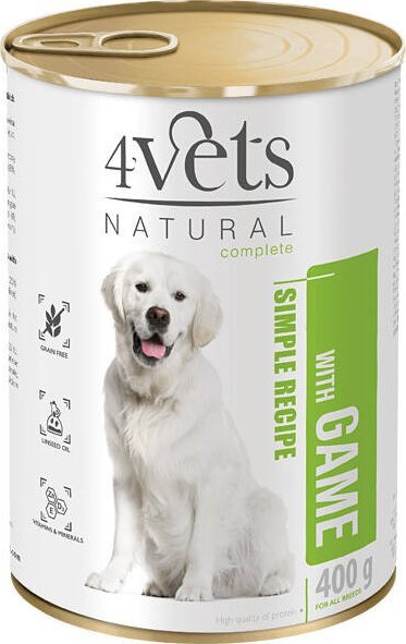 Mokra karma 4Vets Natural dla psa z dziczyzną puszka 400 g
