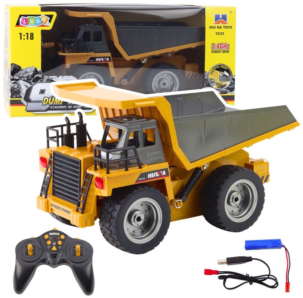 Ciężarówka Wywrotka Huina Zdalnie Sterowana RC Żółta 9-CH 1:18