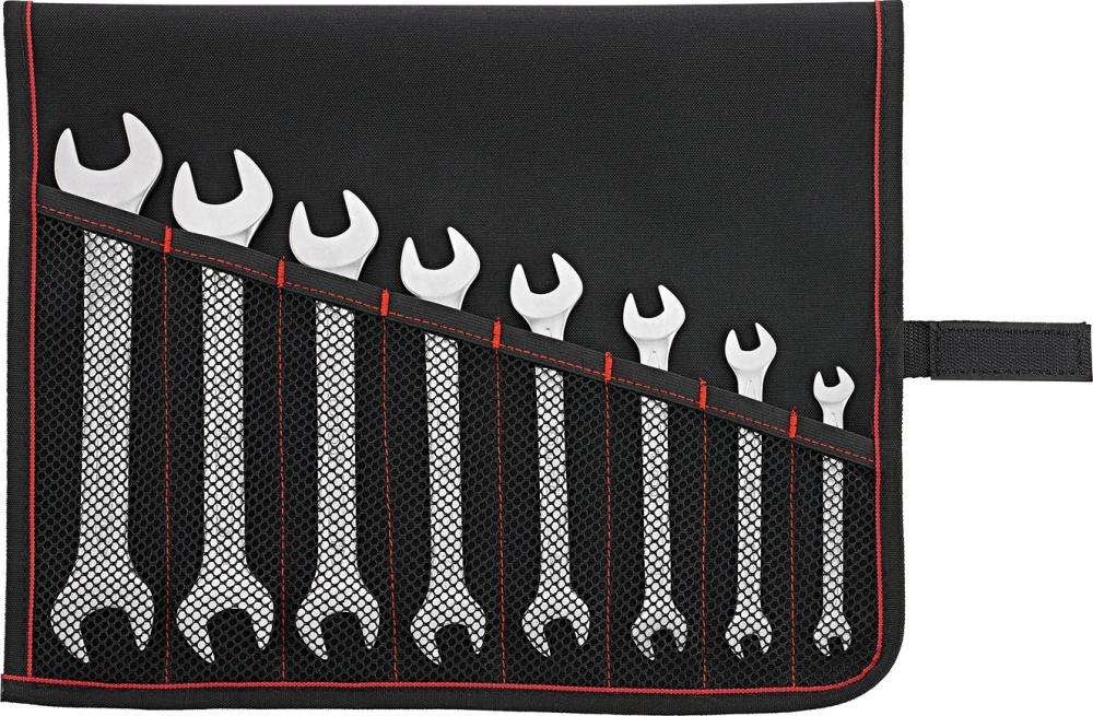 Zestaw kluczy płaskich dwustronnych DIN3110 6-22mm 8-częściowy w zwijanymetui FORMAT