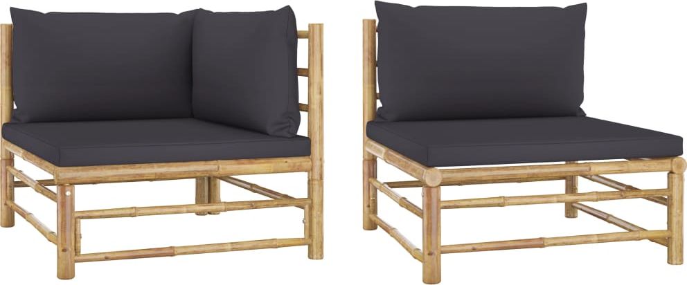 vidaXL 2-cz. zestaw mebli do ogrodu ciemnoszare poduszki bambus