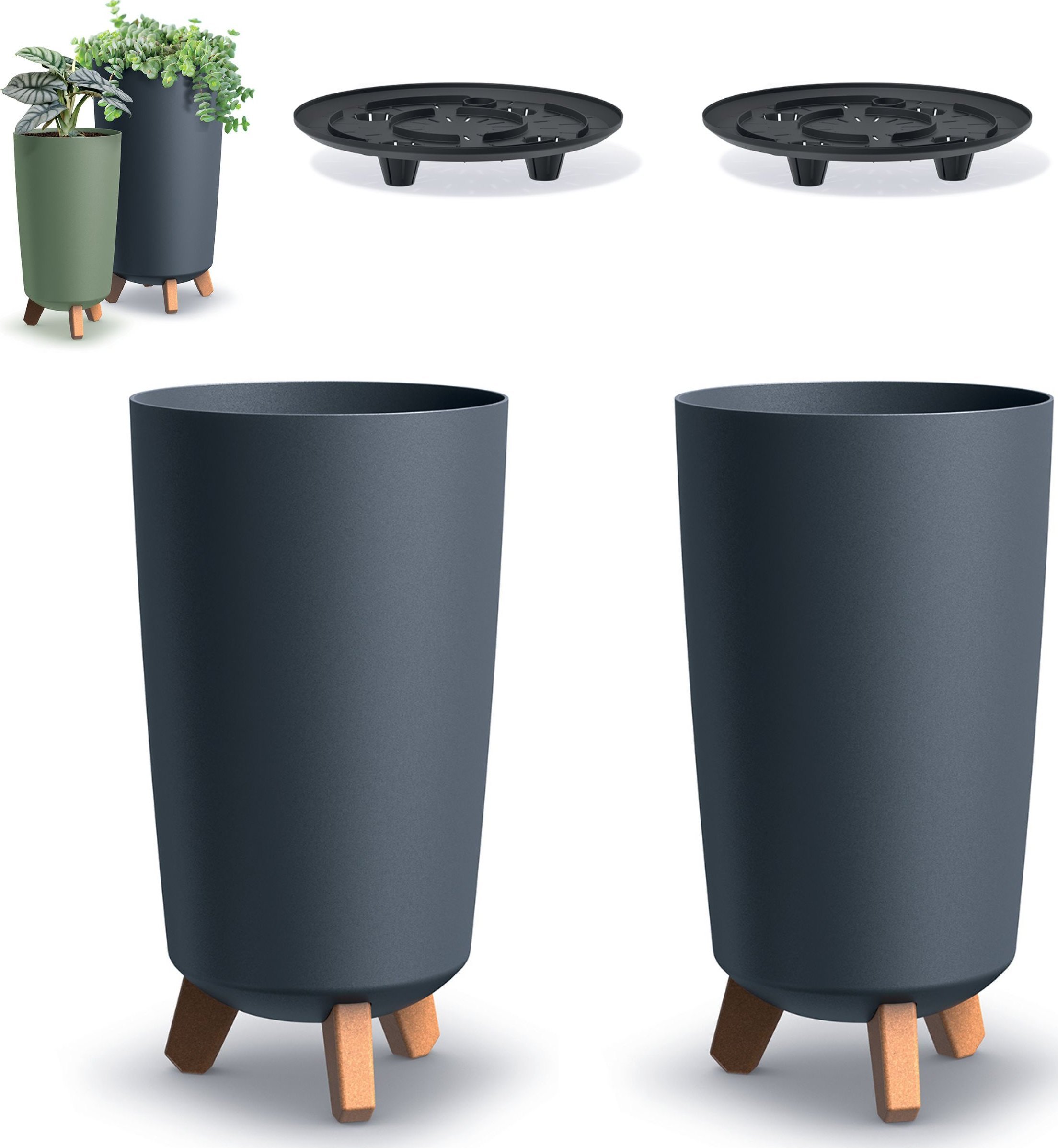 Prosperplast 2x Doniczka okrągła na nóżkach GRACIA TUBUS DGTL200