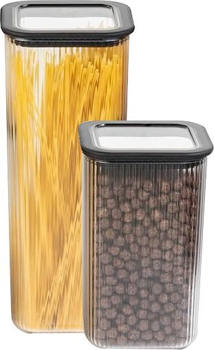 AgdExpert ZESTAW POJEMNIKÓW KUCHENNYCH NA PRODUKTY SYPKIE BRANQ NEROLI 1,57L + 2,37L