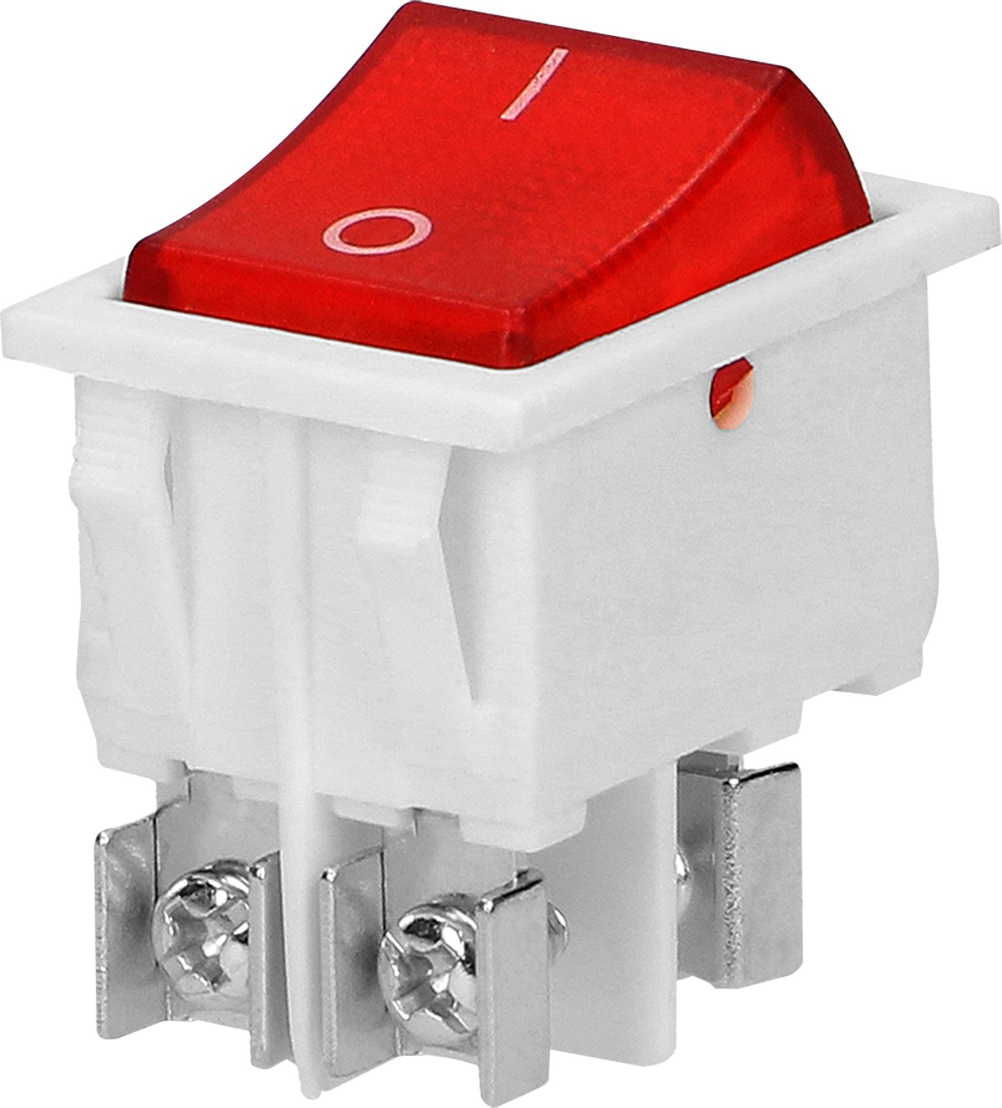 Orno Łącznik kołyskowy podświetlany, przycisk czerwony, biała obudowa
