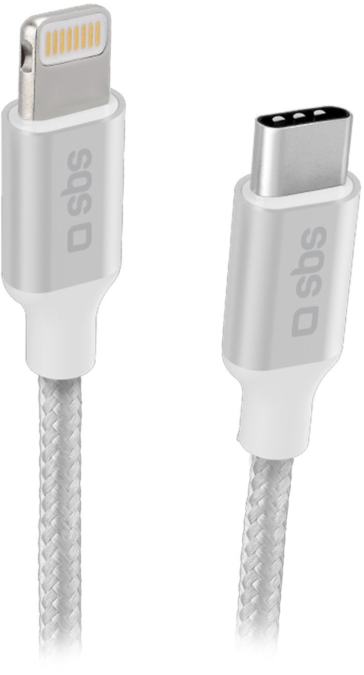 Kabel USB SBS Mobile Lightning - USB-C 1 m Srebrny (TECABLELIGTC1BW)
