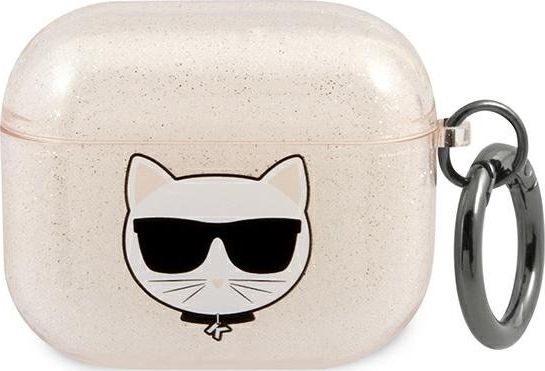Karl Lagerfeld Etui ochronne KLA3UCHGD Glitter Choupette do AirPods 3 beżowe