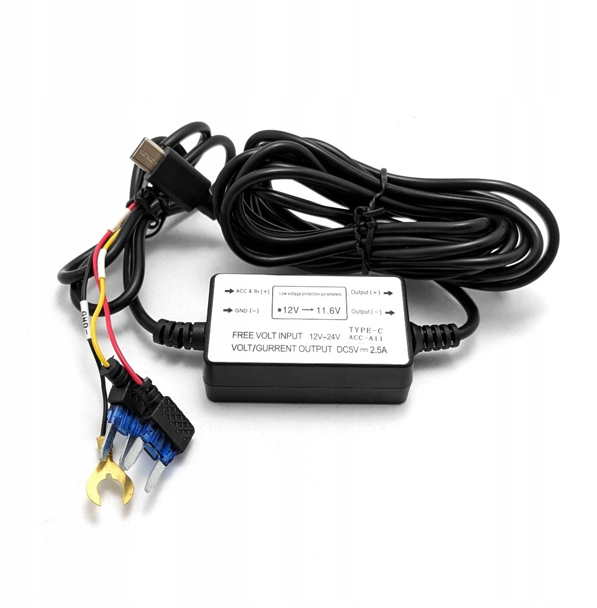 Przetwornica samochodowa KIT 12/24V 5V 2.5A USB-C