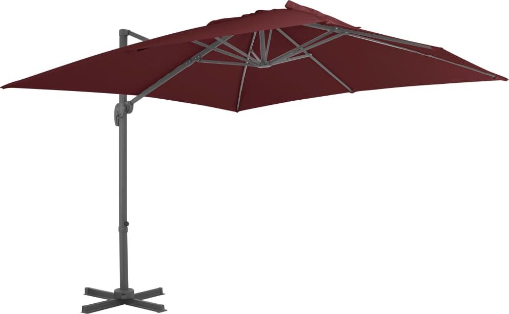 vidaXL Parasol wiszący na aluminiowym słupku, bordowy, 400x300 cm
