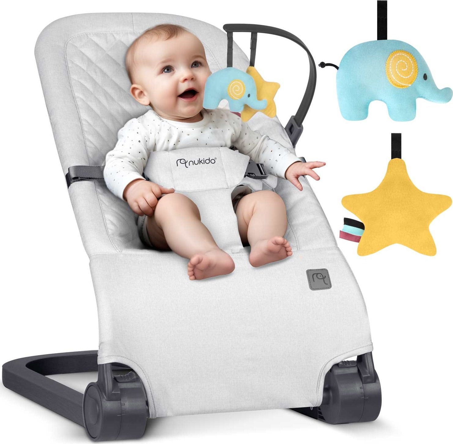 Triton Leżaczek bujaczek z zabawkami NK-52 Nukido - jasno szary