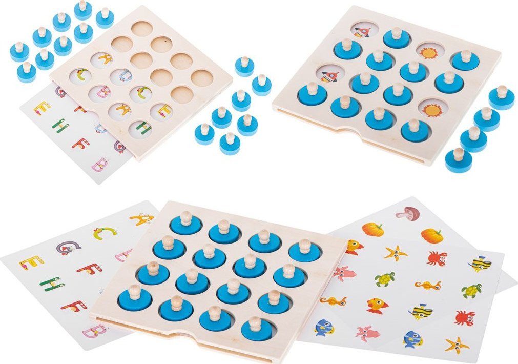 Puzzle drewniane gra planszowa memory + 4 karty