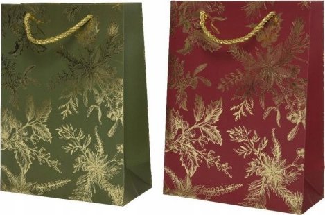 Kaemingk Torebka na prezenty papierowa złote liście 42 cm