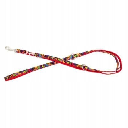 Smycz dla psa, wz�r picasso, regulowana ta�ma polipropylenowa, 20mm/220cm czerwona