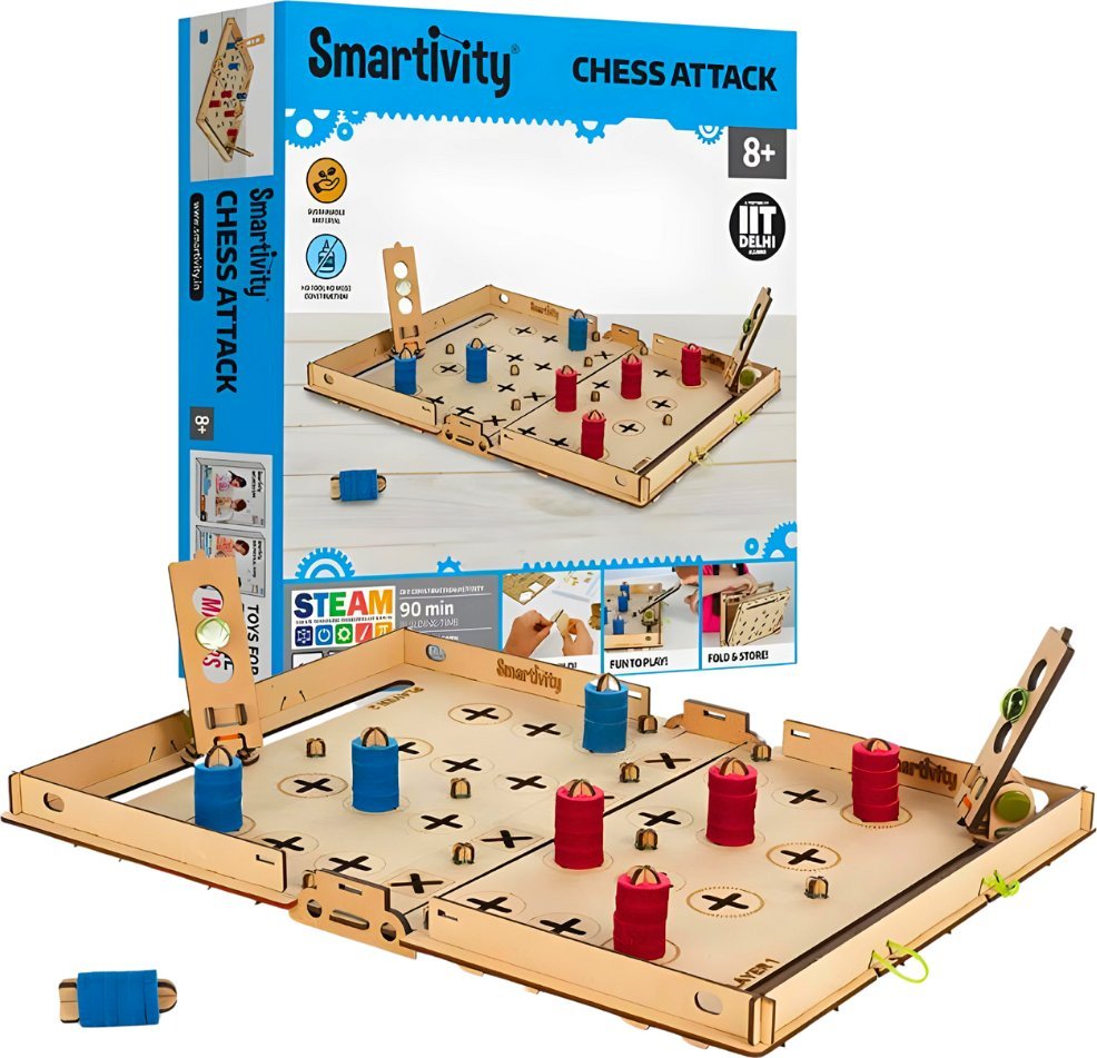 WOODEN CITY Smartivity Drewniane Mechaniczne Puzzle 3D - Atak Szachowy