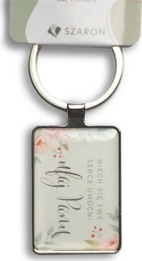 Breloczek Szaron Brelok metalowy srebrny - Niech się twe serce