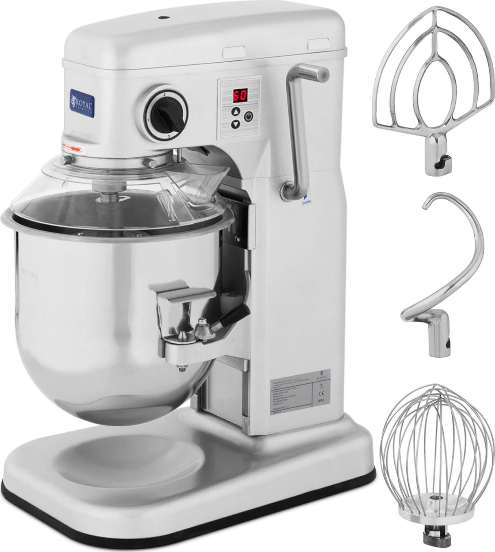 Robot planetarny Royal Catering Mikser robot spiralny planetarny z opuszczaną misą RCPM-10.1B 10 l 230 V 650 W
