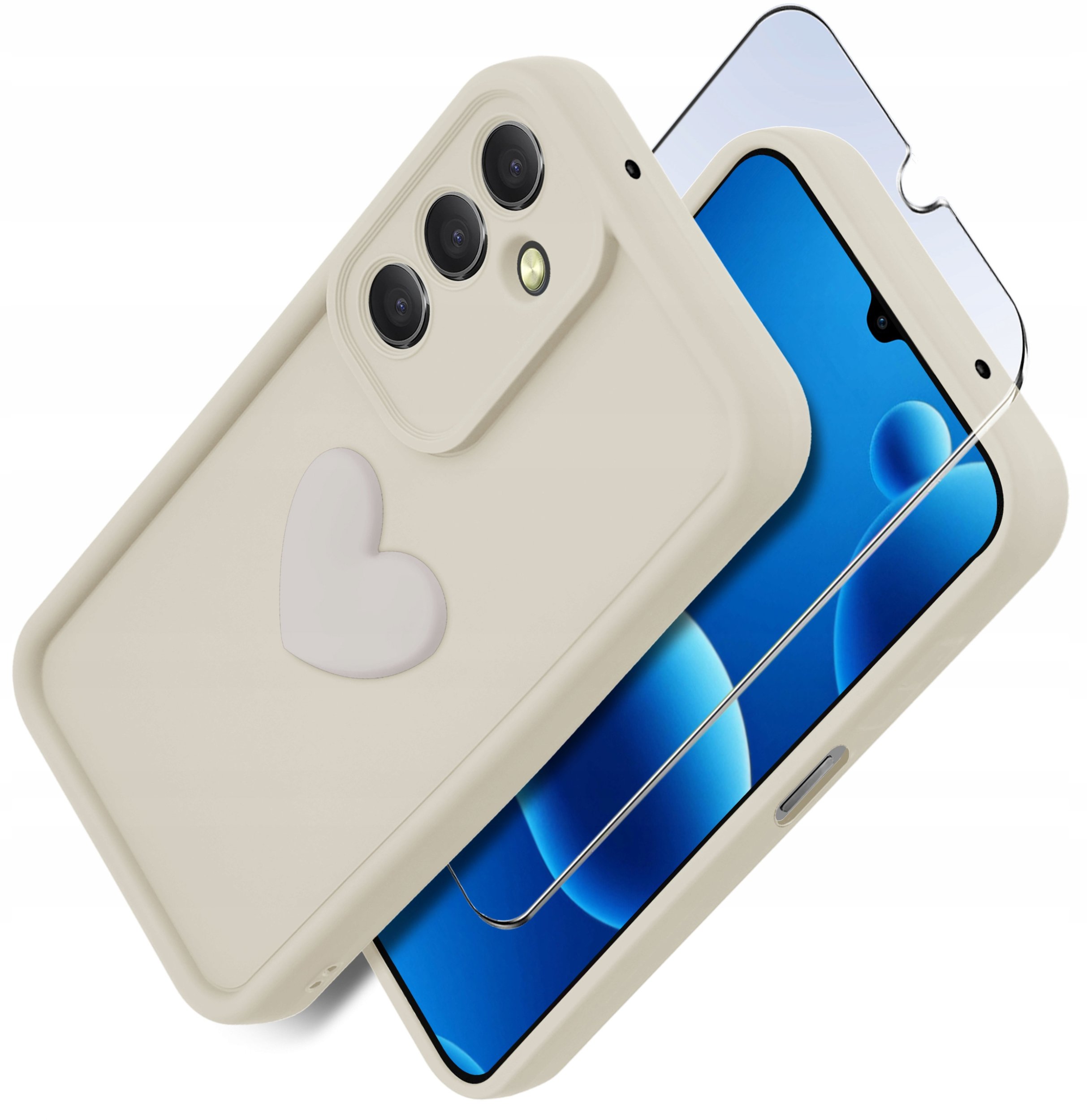 Etui do Samsung A26 5G silikonowe MATOWE serce + Szkło ochronne 9H