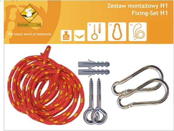 Koala Zestaw montażowy H1_1 do hamaków, Czerwony (koala/zh1_1_16)