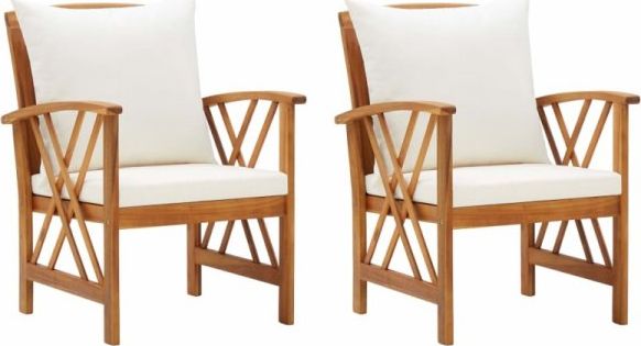 vidaXL Krzesła ogrodowe z poduszkami, 2 szt., lite drewno akacjowe