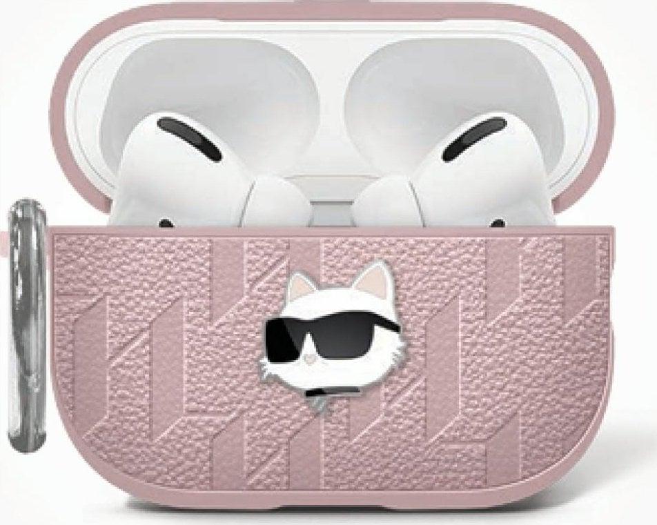 Karl Lagerfeld Monogram Choupette Head Case for AirPods 4 Pink