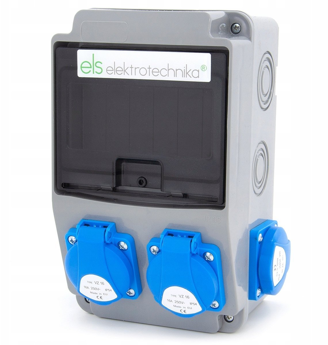 ELS Elektrotechnika Rozdzielnica budowlana ogrodowa 4*GS 230V, obudowa naścienna, okablowana, niewyposażona, okienko 6M, 6NO400