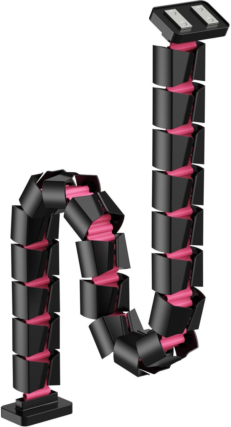 Organizer kabli, G�sia szyja z magnetycznym mocowaniem, czarno-r�owy, 1285mm, do sto��w z regulacj� wysoko�ci, Powerton